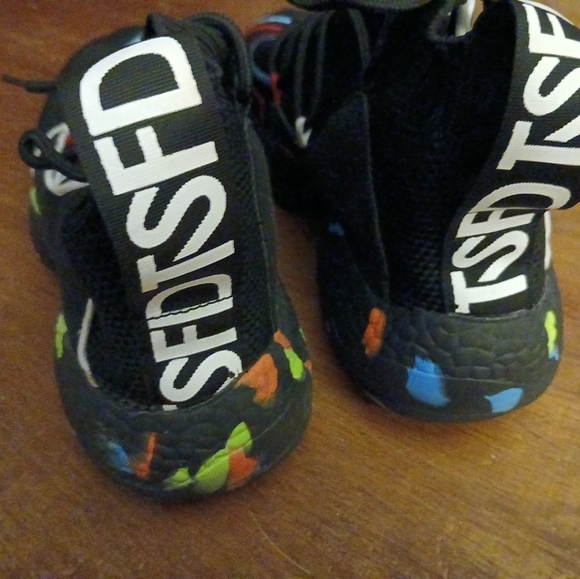 TSFD Hi Top Sneakers/Tennis Unisex Men  , black, Size 8  (41)  Paint Splatter - Picture 3 of 8